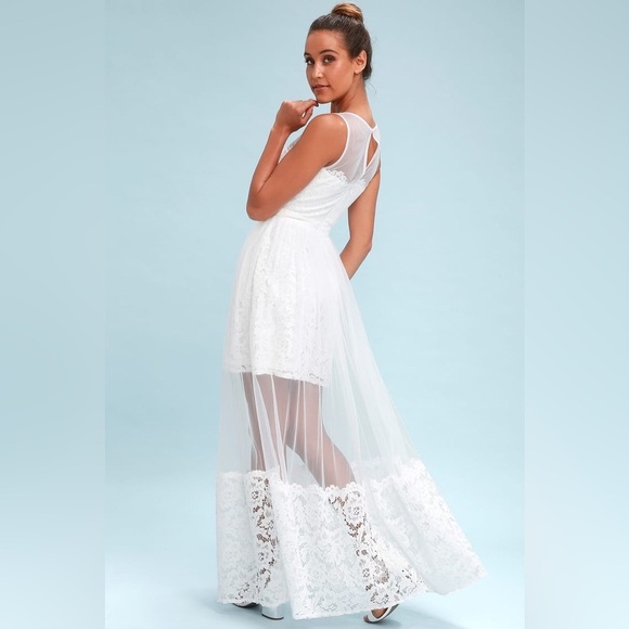 Lulus Dorit White Lace Maxi Dress (Wedding/Bridal) - White - Size Small - NWT - Picture 3 of 15
